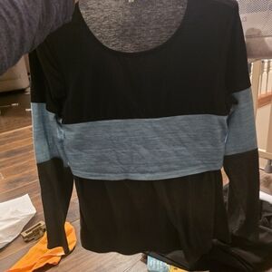 Black and Blue Long Sleeve Nursing Shirt